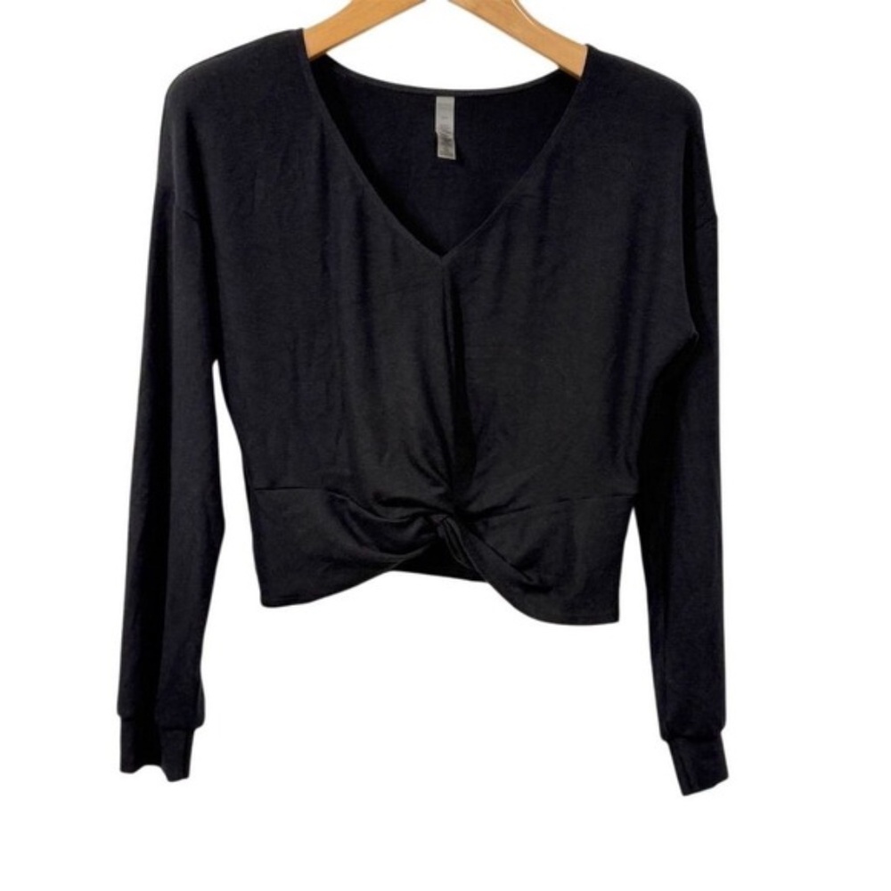 Beyond Yoga BLACK  Long Sleeve Twist Front Top SIZE S
